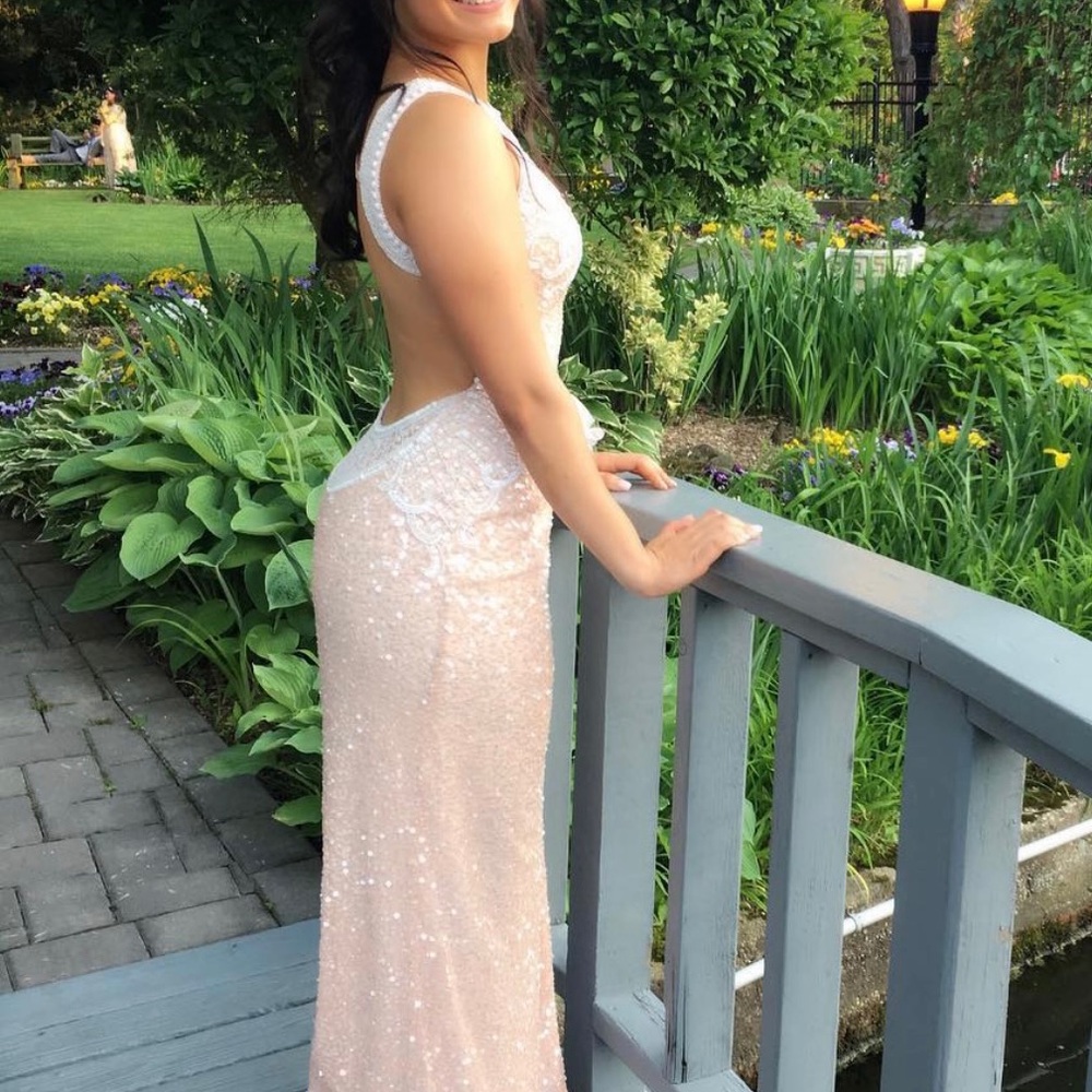 Light pink sequin prom dress- only worn once!